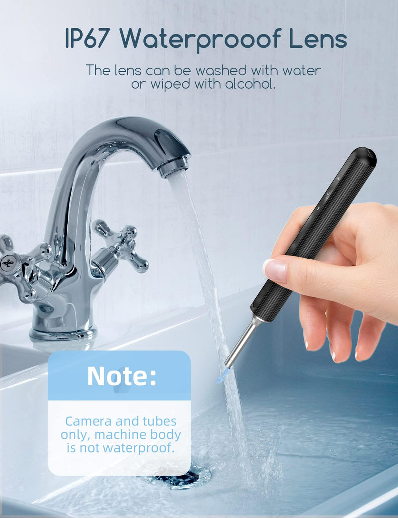 [Australia] - Earwax Remover Otoscope, Qimic WiFi Ear Cleaner, 1080P Ultra Thin HD Wireless Waterproof Ear Mirror with 3.5mm Lens and 6 LEDs for iPhone, iPad and Android Smartphones 