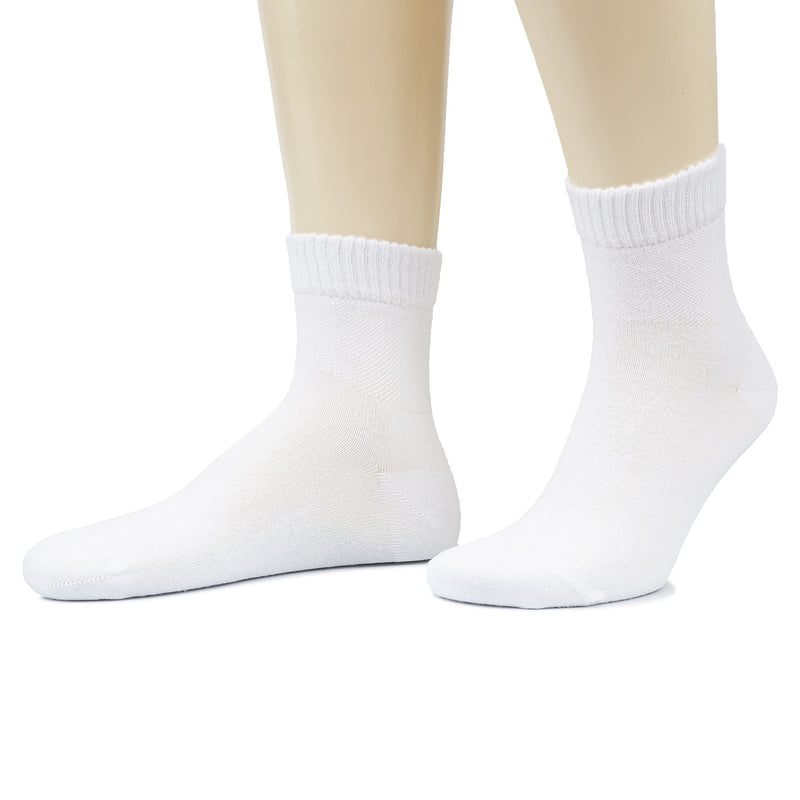 [Australia] - Hugh Ugoli Men's Cotton Diabetic Ankle Socks, Wide, Thin, Loose Fit and Stretchy, Seamless Toe & Non Binding Top, 4 Pairs 11-13 White (4 Pairs) 