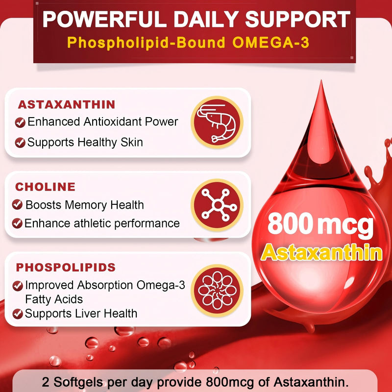 [Australia] - NATURE TARGET Krill Oil 2000 mg with Omega-3 EPA & DHA with Astaxanthin Supplement, Choline - Supports Heart, Brain, Join, Eye Health, Non-GMO, Gluten Free, 120 Softgels (60 Servings) 120 Count (Pack of 1) 
