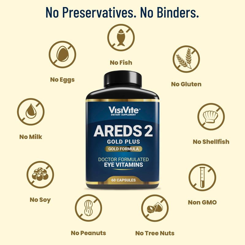 [Australia] - Doctor Formulated AREDS 2 Plus Eye Vitamins with Zeaxanthin Plus Lutein - Bilberry and Grape Seed Extract - Premium Eye Health Formula - 60 Eye Supplement Capsules of VisiVite Gold Plus 1 Pack - 60 Capsules 