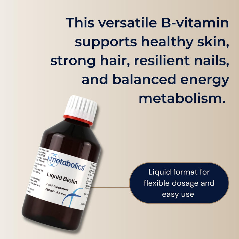 Metabolics Liquid Biotin Supplement | Biotin Hair Growth Supplement for Men & Women - 100 Servings (250ml)