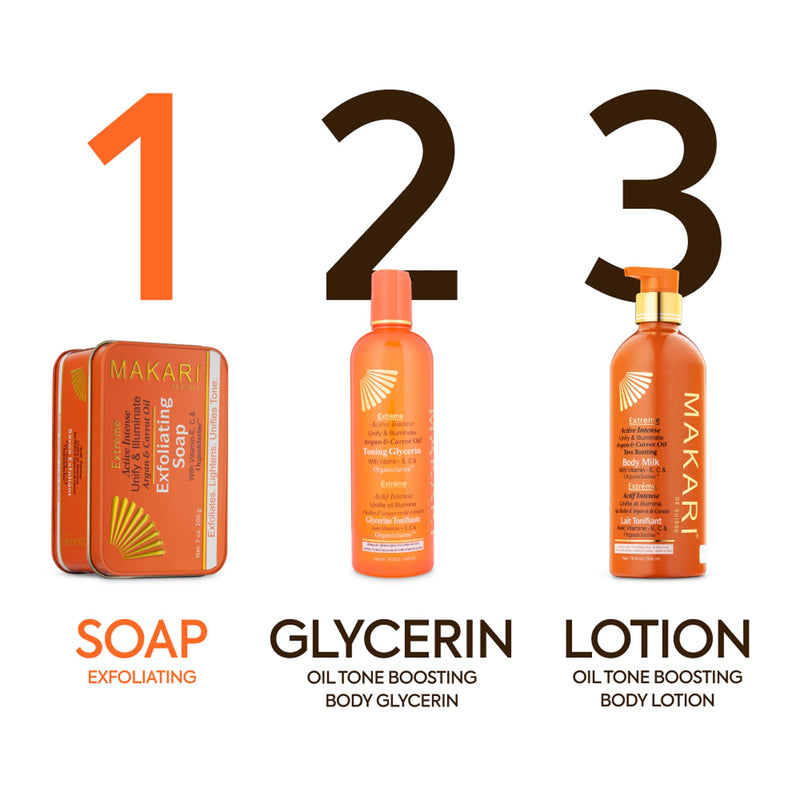 MAKARI Extreme Active Intense Argan & Carrot Oil Exfoliating Soap 2-Pack (7 oz) | Radiance-Boosting Bar | With Apricot Seed Extract & Vitamins C & E | Helps Reveal Smoother-Looking Skin 7 Ounce (Pack of 2)