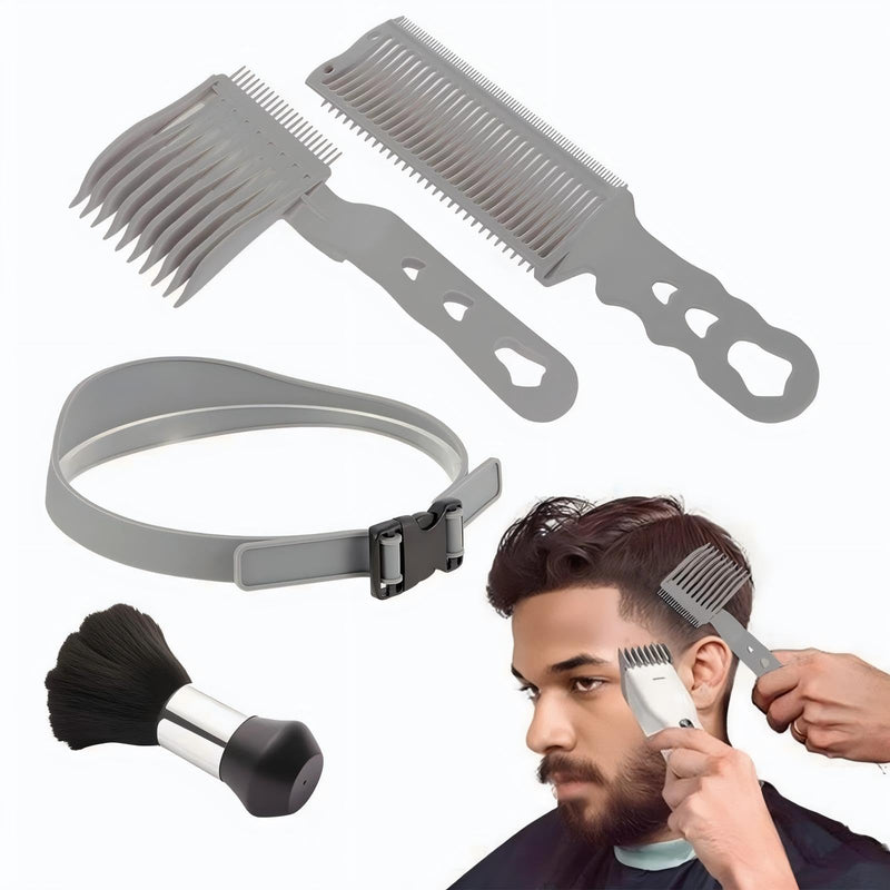 [Australia] - 4PCS Fade Comb Tool Set, Self Haircut Kit for Men Haircut Gradient Hair Comb Compatible with All Clipper,for Home,Salon,School Use (Black/Grey) 