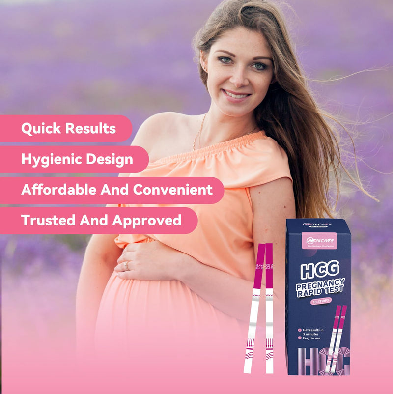 Ultra Sensitive Early Pregnancy Test Strips, 10 MIU/ml Highly Sensitive HCG Test Kit, Fast & Clear Results in 3 Minutes, Reliable Home Pregnancy Test, 10 Count