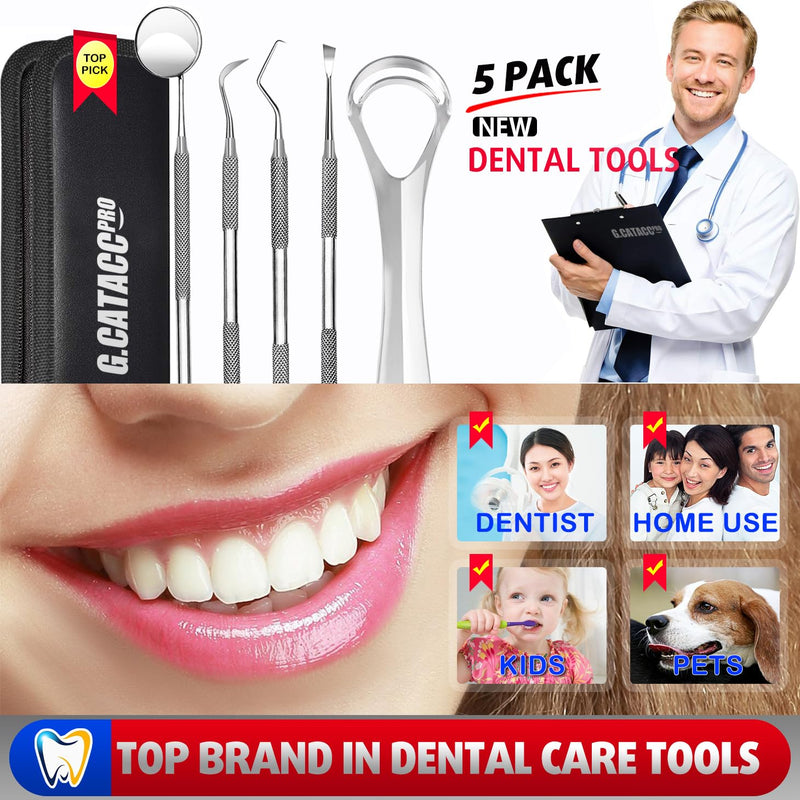 [Australia] - Dental Tools, Dental Pick, Dental Hygiene Kit, Oral Care Teeth Cleaning Tools Set, Stainless Steel Tooth Scraper Plaque Tartar Cleaner, Plaque Remover for Teeth - with Case 
