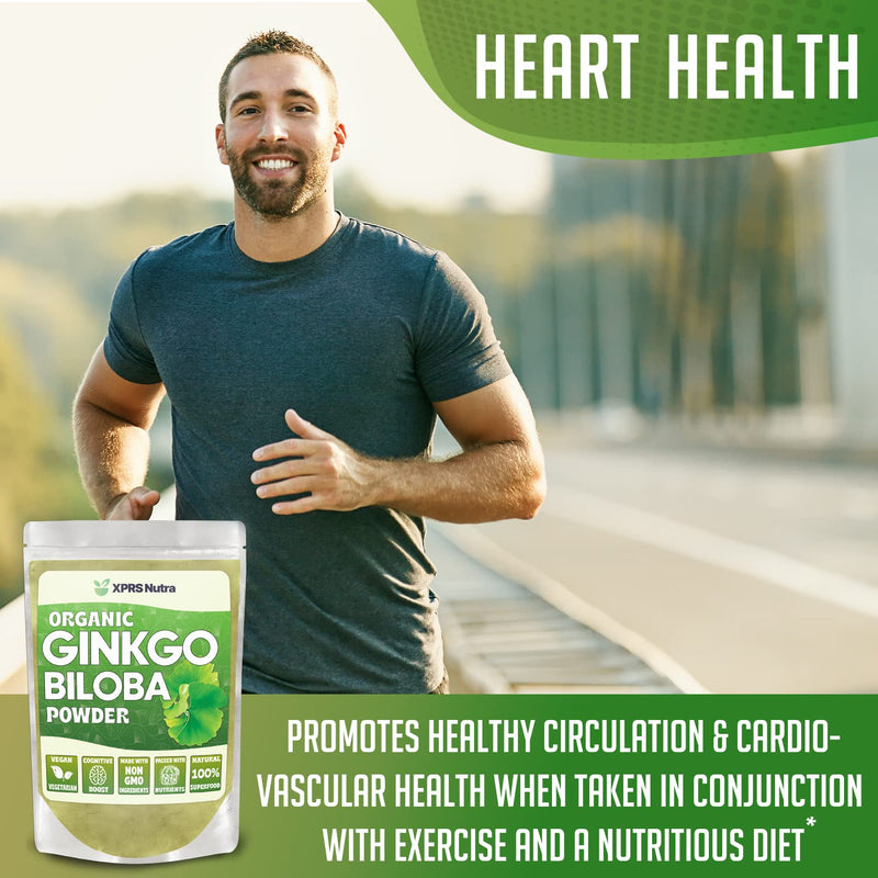 [Australia] - XPRS Nutra Organic Ginkgo Biloba Powder - Gingko Biloba Supplements for Cognition - Vegan Friendly Ginkoba Biloba Organic - Immunity Boosting Ginkgo Biloba Powder (16 oz) 1 Pound (Pack of 1) 