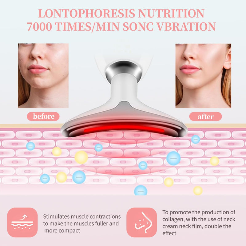 [Australia] - Red-Light-Therapy-for-Face and Neck, Face 𝖲 culpting Wand with 7 Color, Anti 𝖶rinkles Facial Massager for Face and Neck Tool for Skin Care (White) 