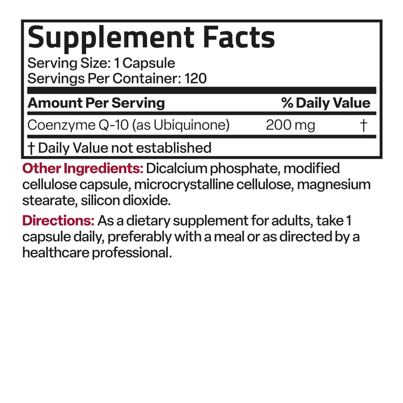 Bronson CoQ10 200 mg (Ubiquinone), High Potency, 120 Vegetarian Capsules | Cellular Energy Production, Powerful Antioxidant & Healthy Heart Function Support 120 Count (Pack of 1)