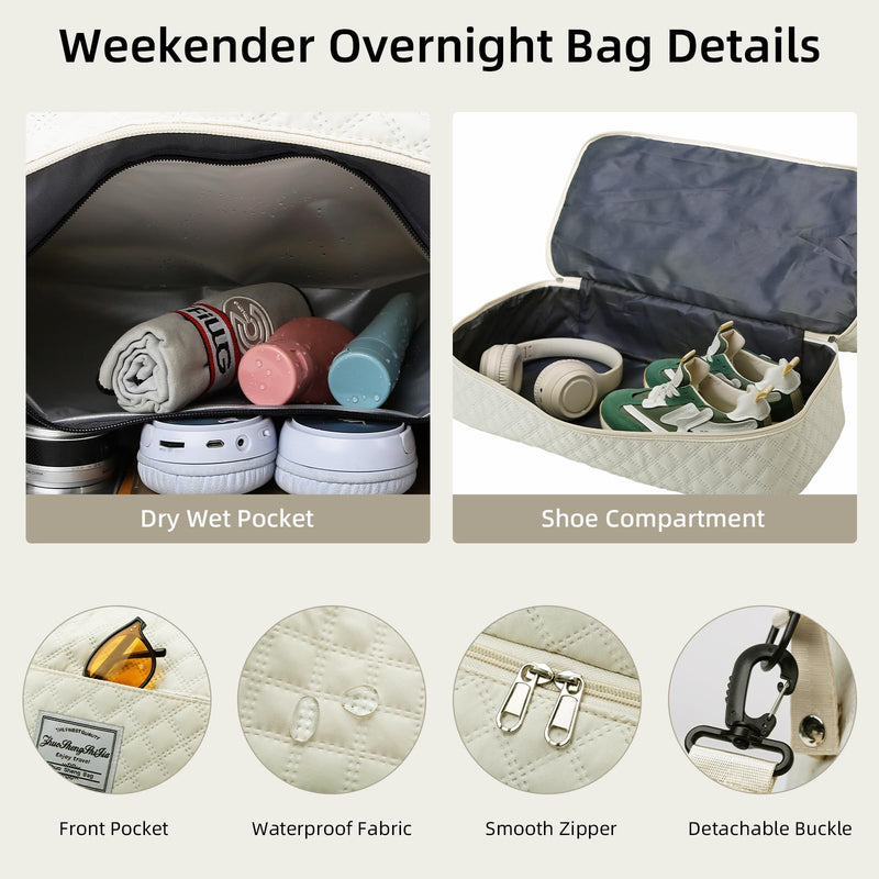 Travel Bags for Women Weekender Travel Duffel Tote Bag Carry on Overnight Bag Personal Item Travel Bag Sports Gym Tote Bag with Toiletry Bag Hospital Bag for Women Labor Delivery Beige
