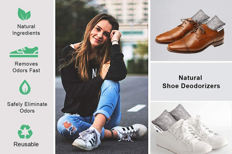 [Australia] - Marsheepy Natural Bamboo Charcoal Bags, Shoe Deodorizer and Odor Remover / Eliminatorr, 100% Smell Remover (60g X 6 PACK) Gray 