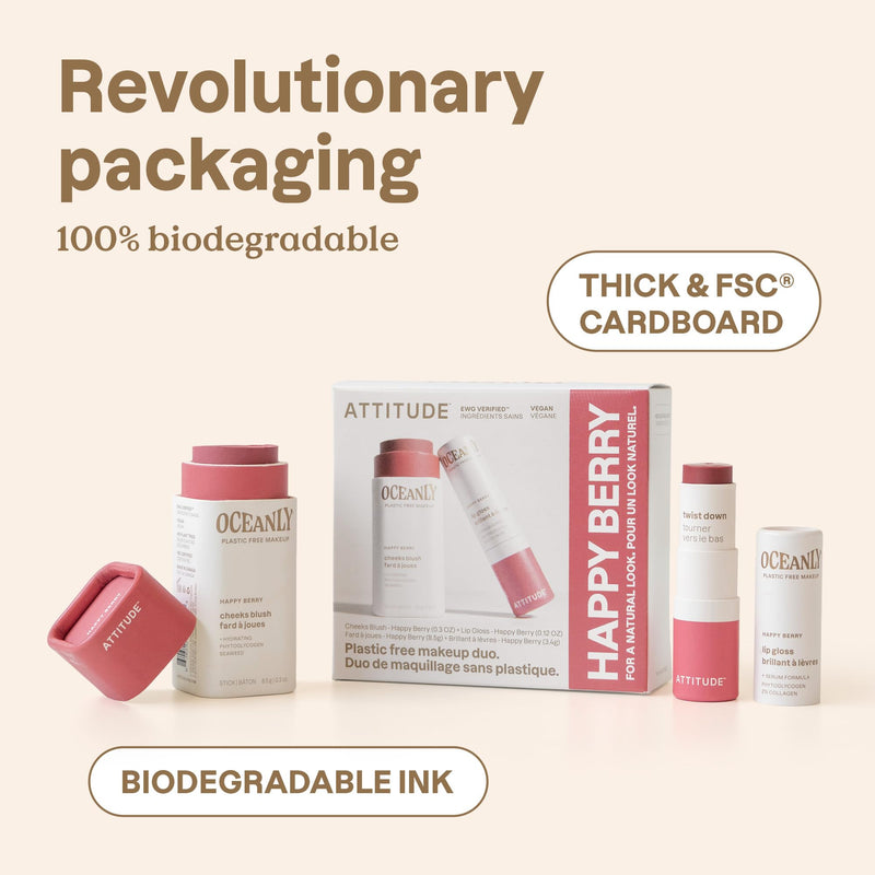 [Australia] - ATTITUDE Happy Berry Makeup Duo Box Set, EWG Verified, Titanium Dioxide-Free, Plastic-free, Plant and Mineral-Based, Vegan Beauty Products, Set of 2 Makeup Sticks 1 Set 