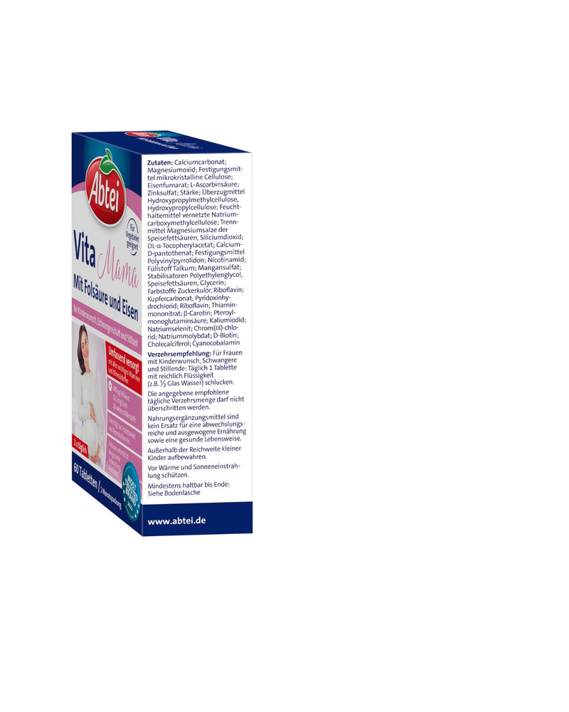 [Australia] - Abtei Vita Mama - dietary supplement for those wishing to have children, pregnancy and breastfeeding - with all important vitamins and minerals - vegetarian - 1 x 60 tablets 