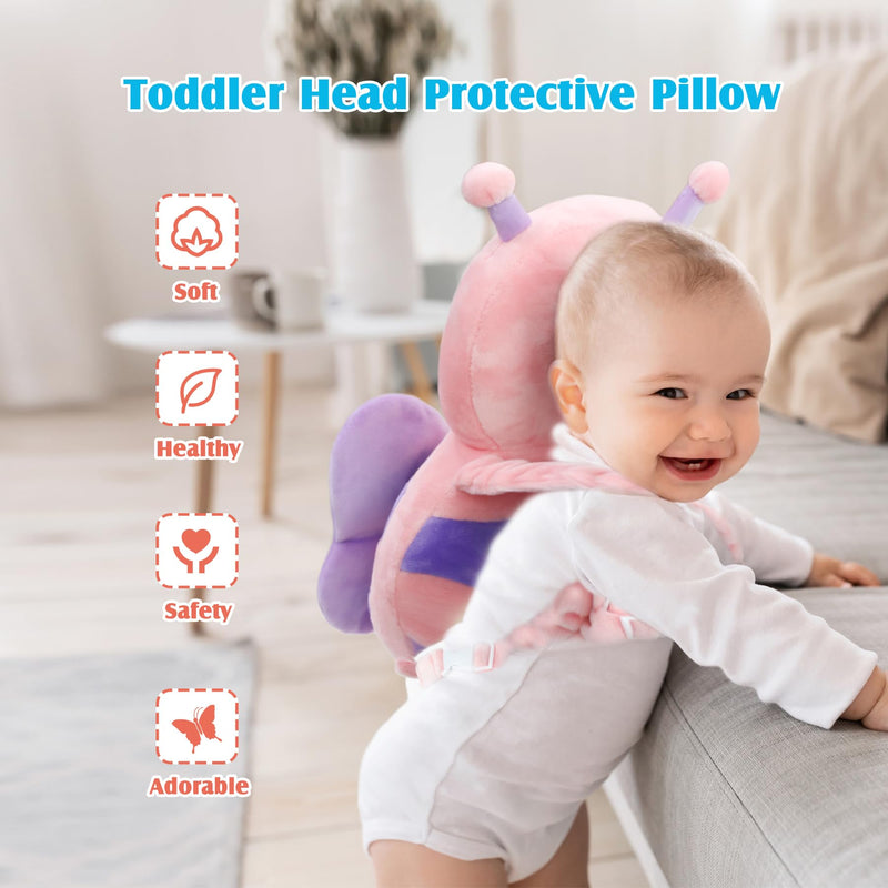 [Australia] - Baby Head Protector Cushion Toddler Backpack, Baby Safety Products for Toddler Head Protection for Crawling & Walking Pink Butterfly 