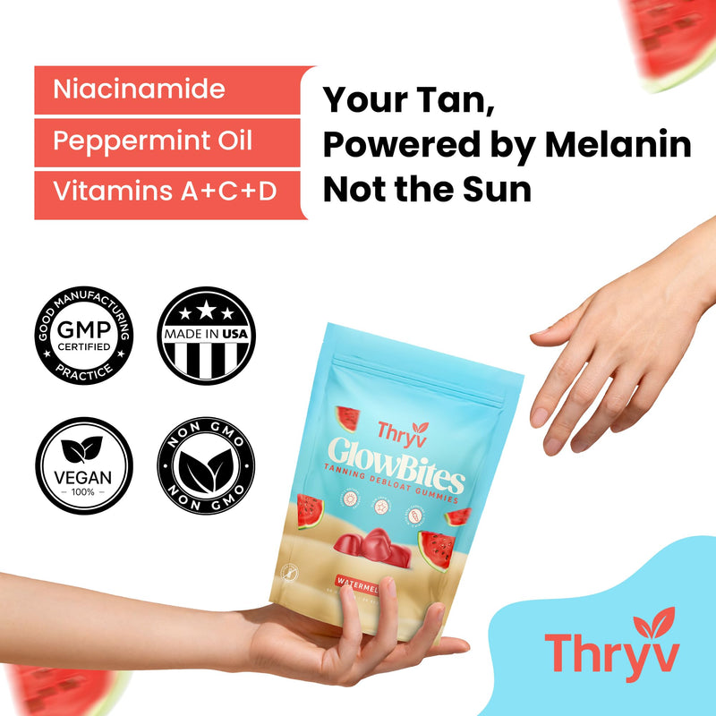 [Australia] - UVBites - Tanning Gummies - Self Tan Supplement - Tanning Pill Alternative - Fast Acting & Debloating Melanin Supplement with Beta Carotene, Astaxanthin, Niacinamide - Glow Up Skin 