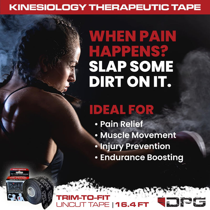 [Australia] - Athletic Kinesiology Tape - Muscle Pain Relief & Joint Support - Premium Elastic Cotton - Latex-Free - Water Resistant - Gym, Indoor & Outdoor Sports - Single Roll (16.4 ft) - Black Pack of 1 Uncut - Black 