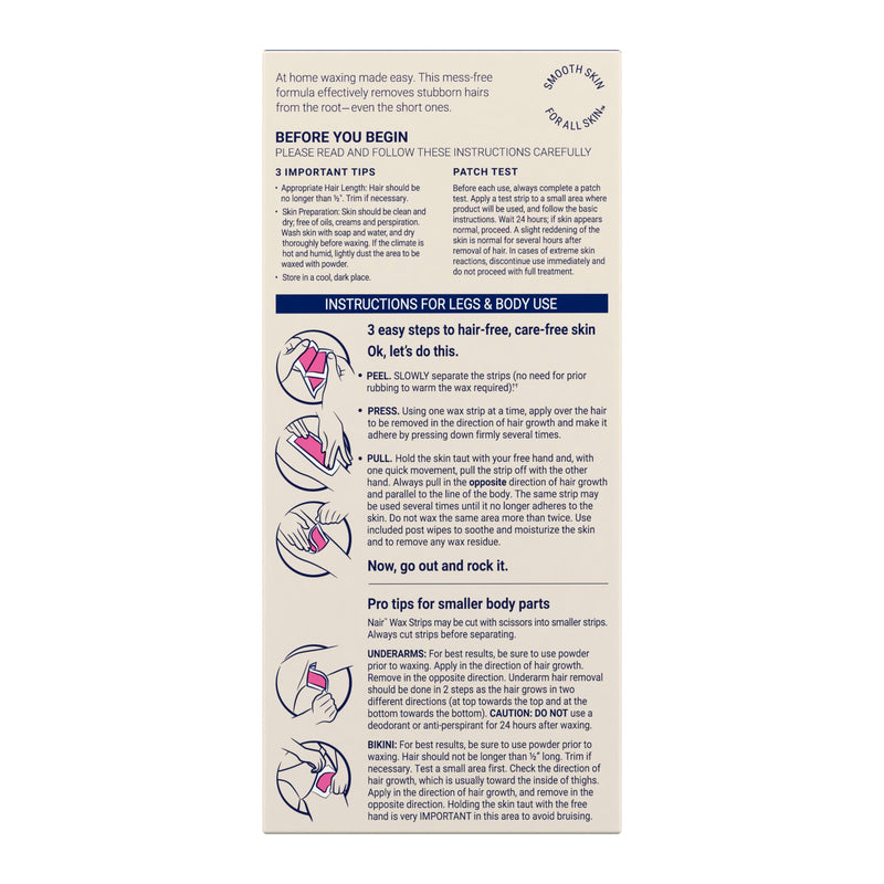 [Australia] - Nair Hair Remover Wax Ready Strips, Legs and Body Hair Removal Wax Strips, 40 Count, 3 Pack 40 Count (Pack of 3) 