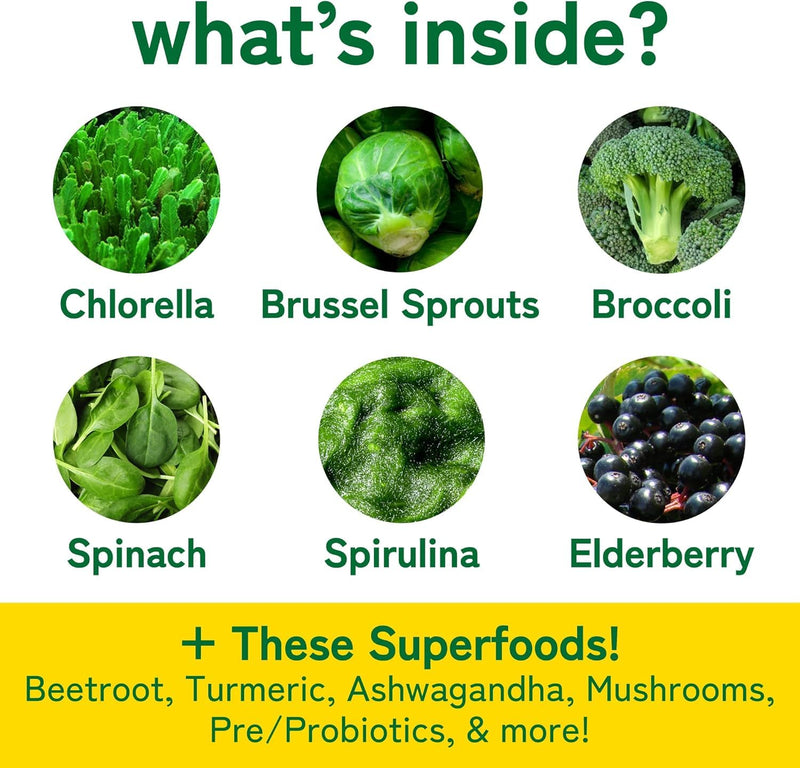 [Australia] - Daily Super Greens Gummies to Boost Energy | with Moringa, Spirulina, Chlorella, Veggies & More | Includes 8 Blends | for Women and Men | Vegan, Non-GMO Supplement | 60 Count 