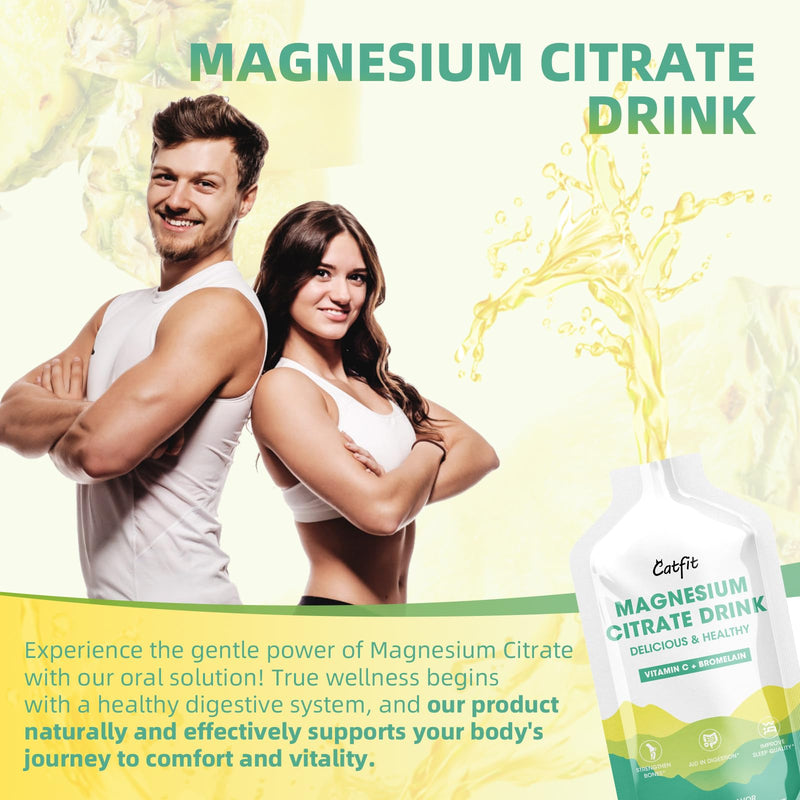 Catfit Magnesium Citrate Liquid (10 Fl Oz), Magnesium Complex Drink with Vitamin B, Zinc, Sodium and Bromelain for Sleep, Muscle, Heart, Gut Support 10 Count (Pack of 1)