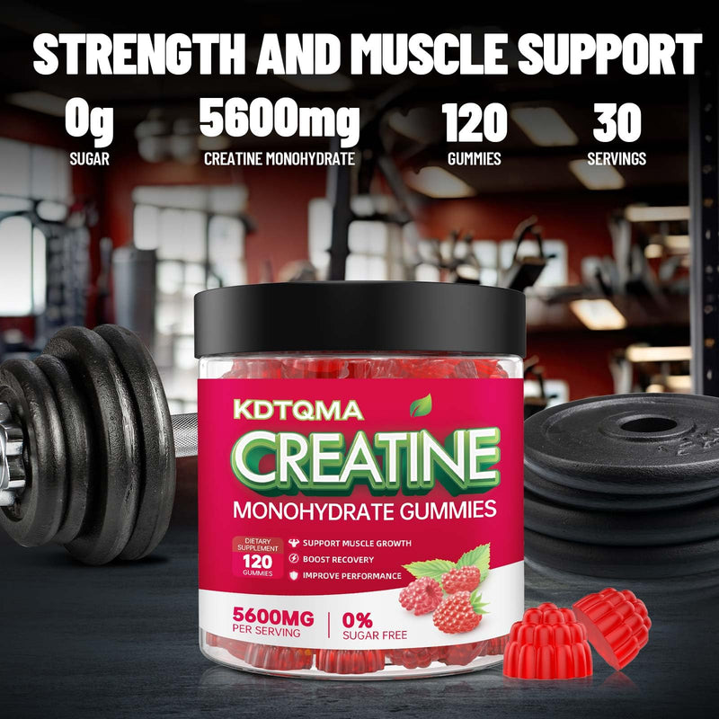 [Australia] - Creatine Monohydrate Gummies for Men & Women 120 CT - 5600mg of Creatine Monohydrate per Serving, Chewable Creatine Monohydrate for Muscle Support & Energy Boost, Sugar Free, Vegan (Raspberry Flavor) Raspberry 120 Count (Pack of 1) 