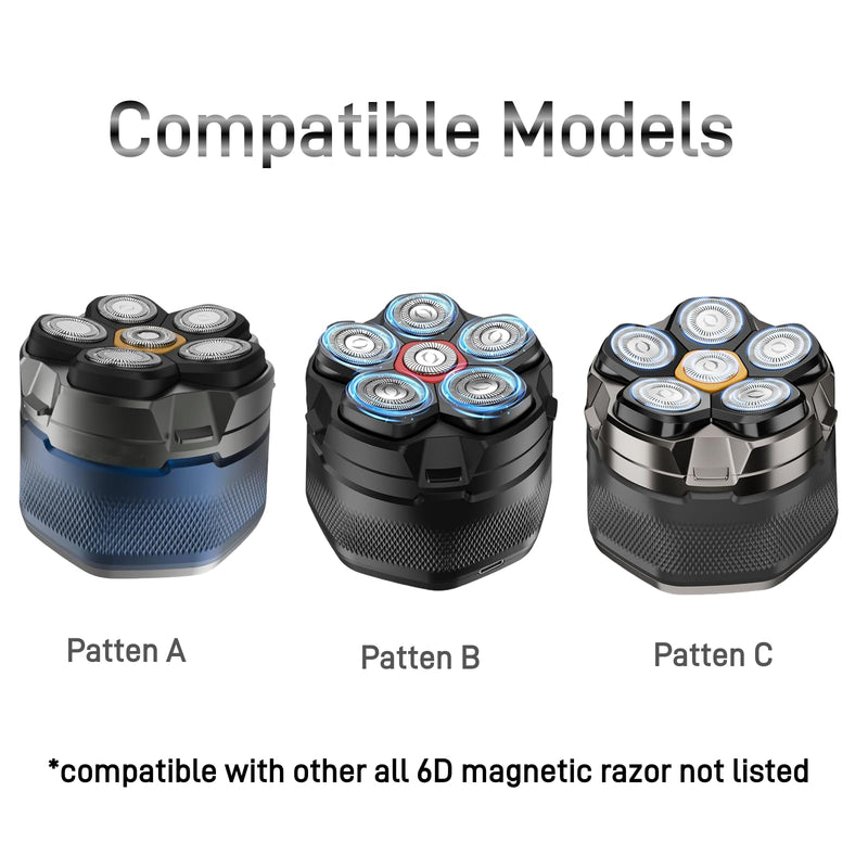 6D Magnetic Shaving Head Replacement Compatible with All 6D Magnetic Electric Razor.Magnetic Replacement Heads for Head Shavers for Bald Men.