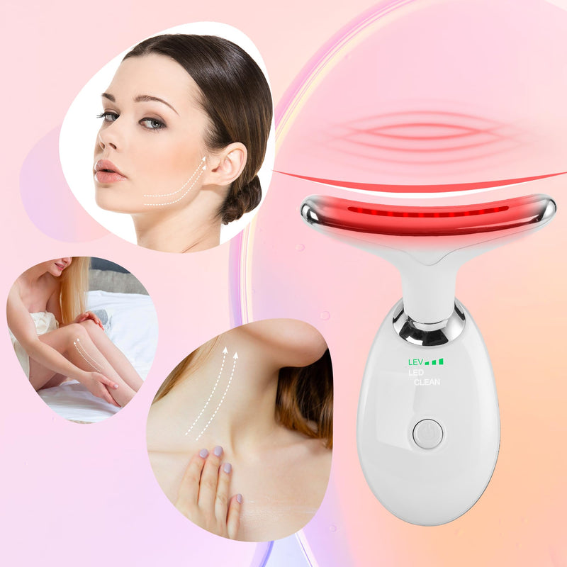 [Australia] - Facial Massager Red-Light-Therapy-for-Face and Neck, Face ùñ≤ culpting Wand with 7 Color (White) White 