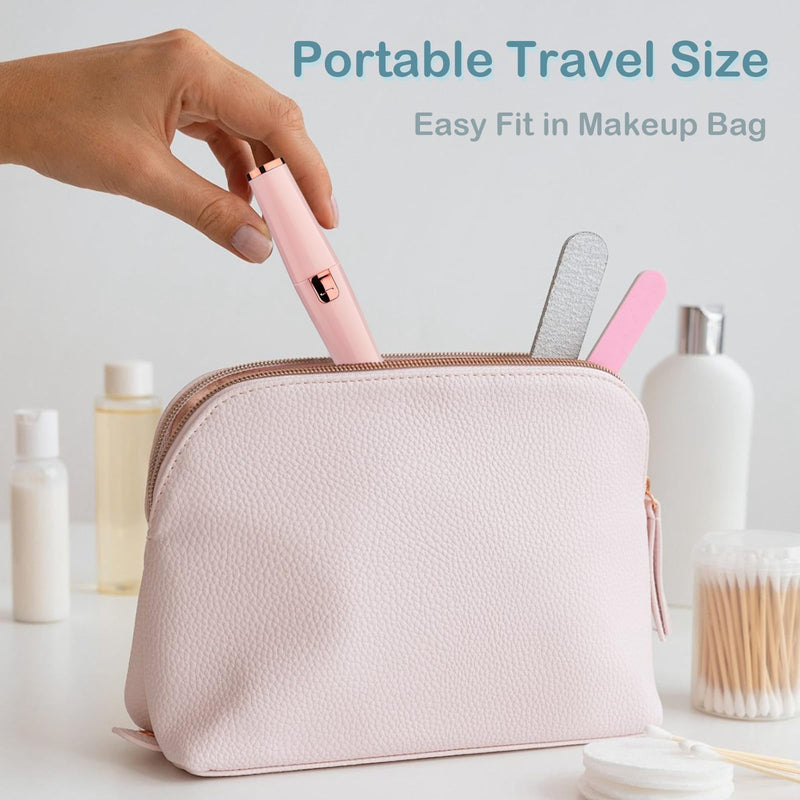 [Australia] - Eyebrow Facial Trimmer for Women - 2 in 1 Rechargeable Face Eye Brow Shaver - Face Remover Peach Fuzz Painless Facial Removal Built-in LED Light for Lips Arm Nose Hair Bikini Line Body (Pink) White 