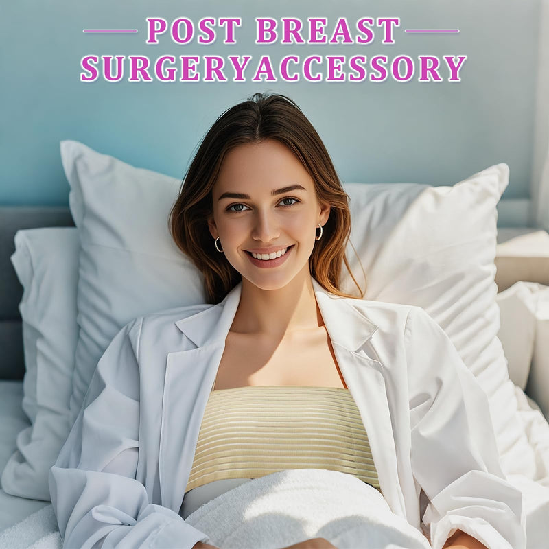 [Australia] - Post Op Breast Augmentation Band | Breast Implant Chest Brace For Women | Compression Wrap Post Surgery Bra Belt | No Bounce Stabilizer Strap | Sport Bra Alternative For Running Working Out (Beige, Large) Beige 