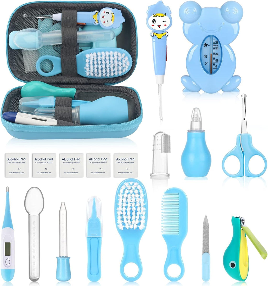 Baby Healthcare and Grooming Kit, Portable Baby Safety Care Set, Baby Essentials kit for Newborn (Blue 18 in 1)… Blue