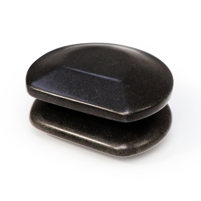 [Australia] - Master Massage 2-Piece Large Three Quarter Round Circle Circular Contour Hot Stones Set - Trigger Point and Acupressure Tools-Black Basalt Lava Rock Massage Tool Stones for Stone Massage - Large Size Three Quarter Round Basalt Black 