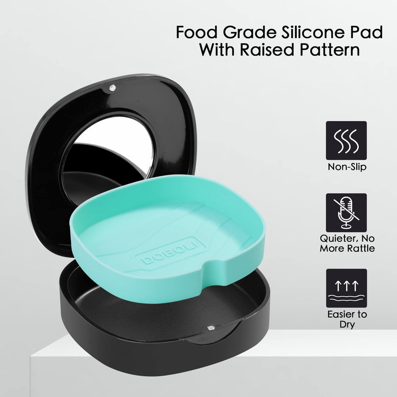 [Australia] - Doboli Retainer Case, Slim Aligner Case with Vent Holes, Compatible with Invisalign, Mouth Guard Case, Cute Retainer Case with Retainer Removal Tool and Brush, Travel Essentials Black 