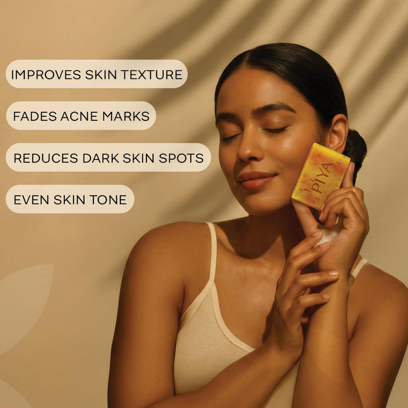 Piya Turmeric & Saffron Glow Bar Soap, Pack of 1 | Brightening Face & Body Cleanser, Vitamin C & Botanical Oils