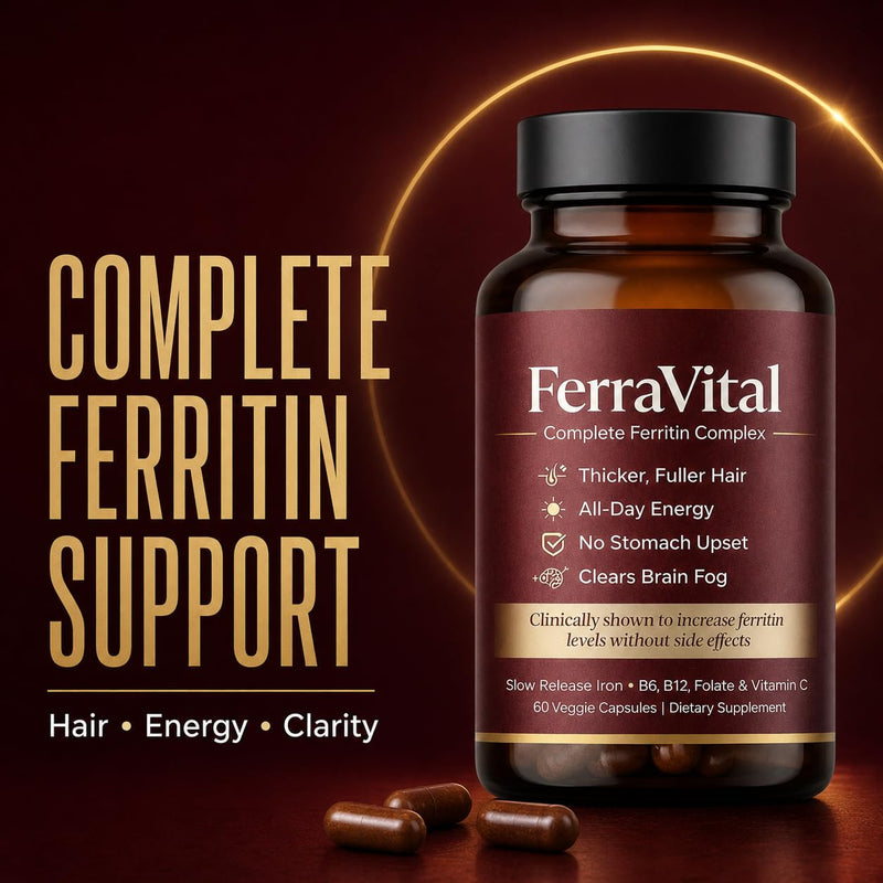 FerraVital Ferritin Support Iron Supplement for Women, 60 Capsules | With lactoferrin, vitamin C, L-lysine, active B vitamins and essential minerals for a streamlined daily routine.