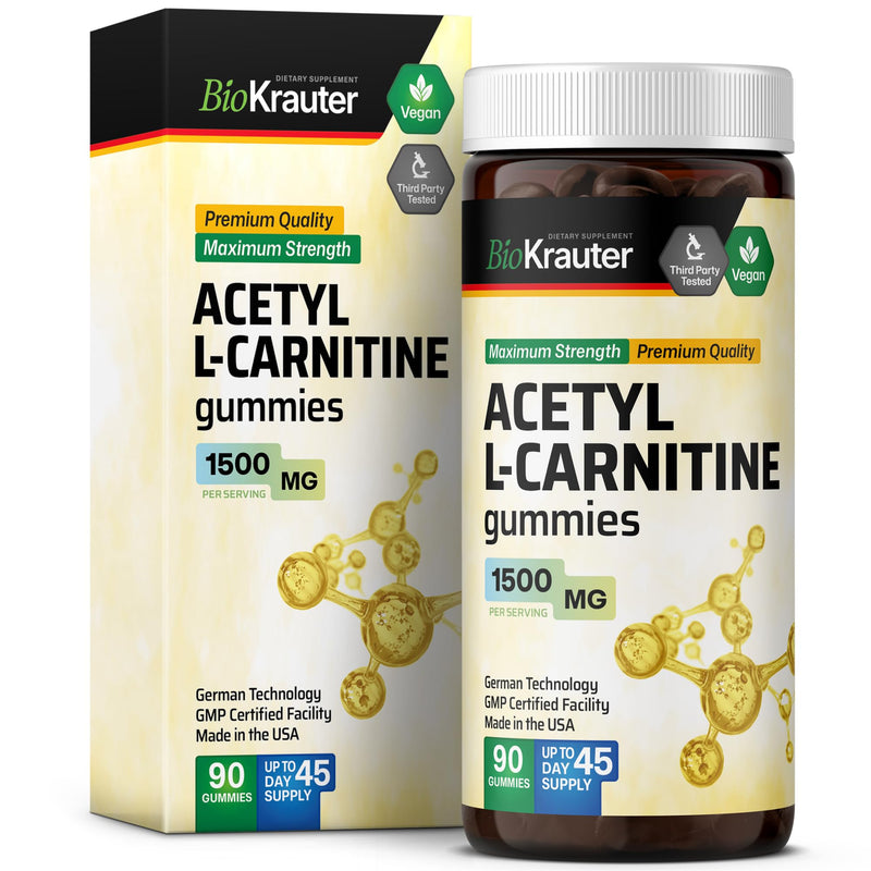 [Australia] - Acetyl L Carnitine Gummies - Vegan L-Carnitine Supplement for Energy Support - Amino Acid Acetyl L- Carnitine 1500 mg - Organic, Pectin-Based, Non-GMO 