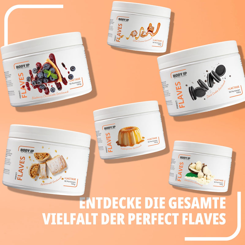 [Australia] - BODY IP Perfect Flaves flavor powder low in sugar and calories | Pudding | Flavor powder for low-fat quark and much more. with lactase & delicious pieces | Intense taste & sweetness | 150g 