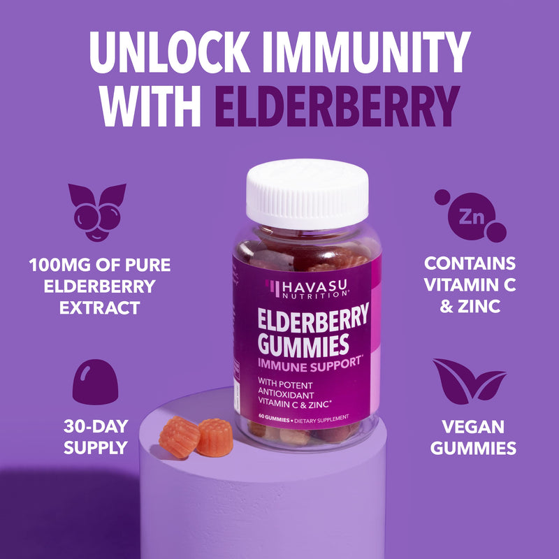 [Australia] - Sambucus Elderberry Gummies for Adults | Immune Support Gummies with Elderberry, Vitamin C and Zinc | Sambucus Elderberry Immune Support with Elderberry Extract | Berry-Flavored Gummies | Month Supply 60 Count (Pack of 1) 