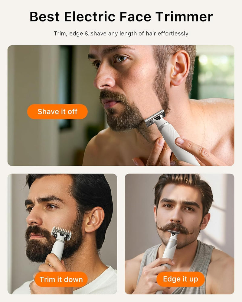 [Australia] - Electric Groin & Body Hair Trimmer - Painless Beard Razor for Men, All-in-One Body Groomer, Waterproof Wet/Dry Men's Ball Shaver with Magnetic Head, USB-C Charging, Easy Claen, White(Lite) White-Lite 