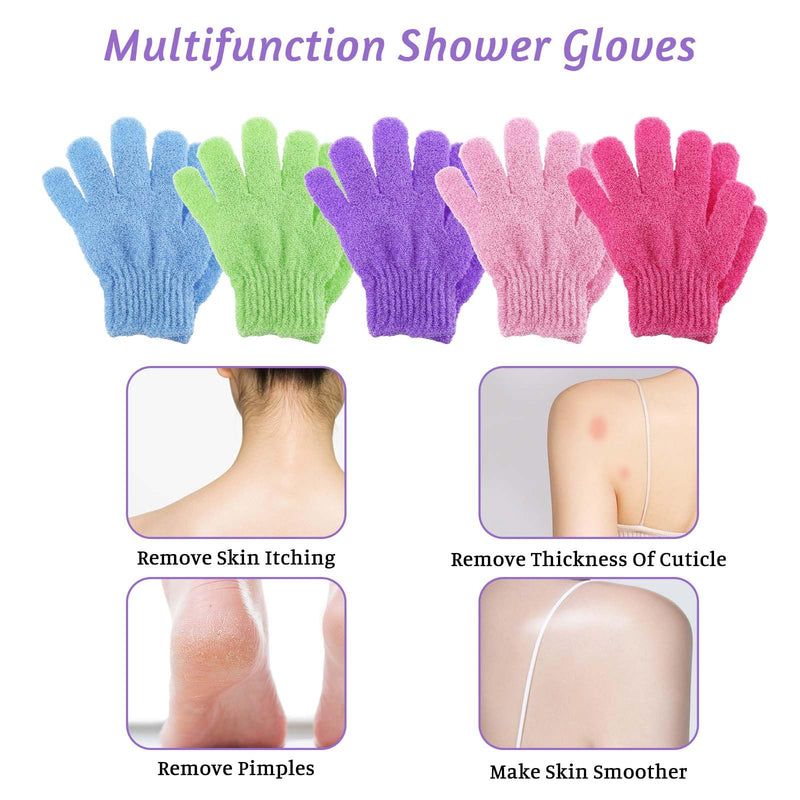 [Australia] - Molain Pack of 10 peeling gloves, peeling gloves, exfoliating gloves, washing gloves, bathing gloves, body shower gloves, peeling body bathing accessories, 5 colors 