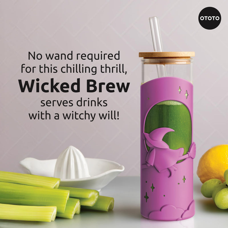 OTOTO NEW! Spookula Vampire Folding, Collapsible, Umbrella, Unique, Goth Accessories, Wicked Brew Glass Cups with Lids and Straws - Halloween