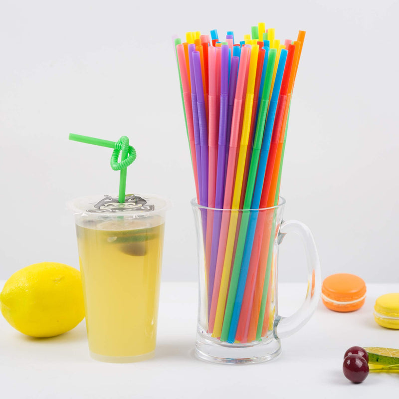 [Australia] - 300 Pcs Colorful Flexible Plastic Straws, BPA-Free Disposable Bendy Straws, 10.2" Long and 0.23'' Diameter Multicolor 