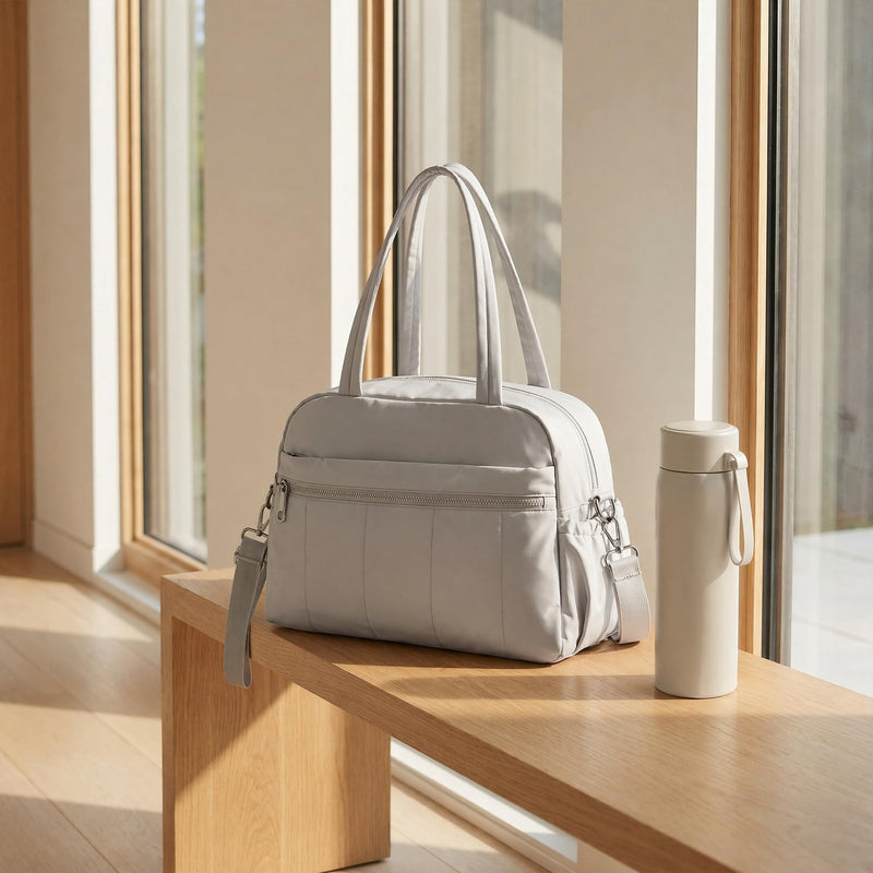 Perphy Travel Duffel Crossbody Bag for Women Men Multi Pocket Yoga Gym Tote with Adjustable Removable Strap Gray 15.7 * 6.3 * 11.0 inches 15.7*6.3*11.0 inches