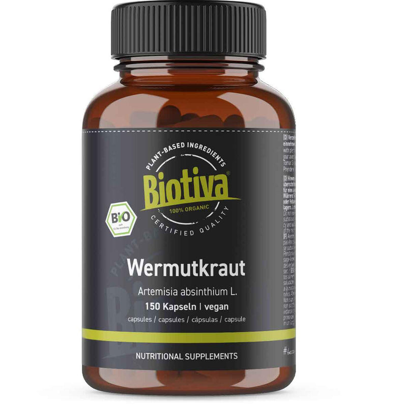 [Australia] - Biotiva wormwood capsules organic 150 pieces - 400 mg - wormwood - guaranteed without additives - filled and controlled in Germany (DE-ÖKO-005) 150 pieces (pack of 1) 