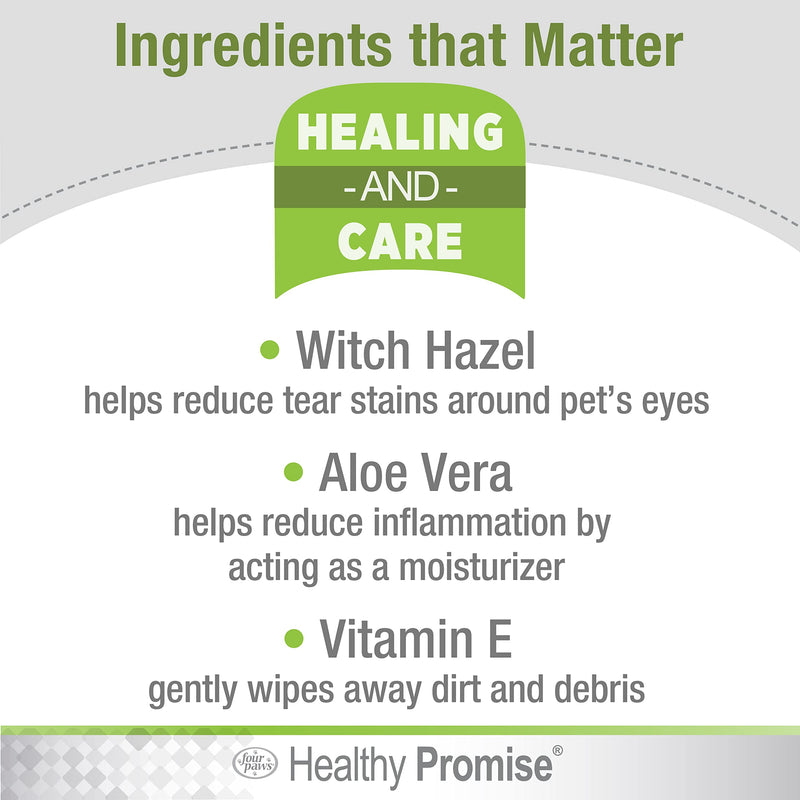 Four Paws Healthy Promise Grooming Pet Eye Cleaning Wipes for Dogs & Cats, 35 Count - PawsPlanet Australia