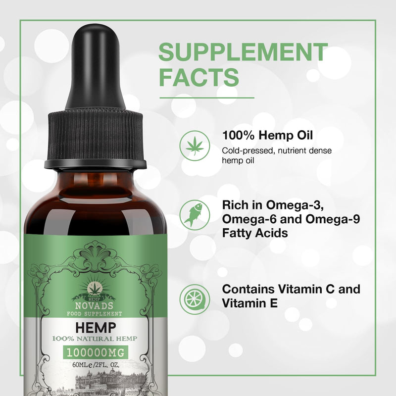 Premium Oil - 100000mg High Potency Natural Oil, Rich in Omega 3-6-9 and Vitamin C & E, Vegan, Enhanced Purity, 60ml (Pack of 2) 60 ml (Pack of 2)