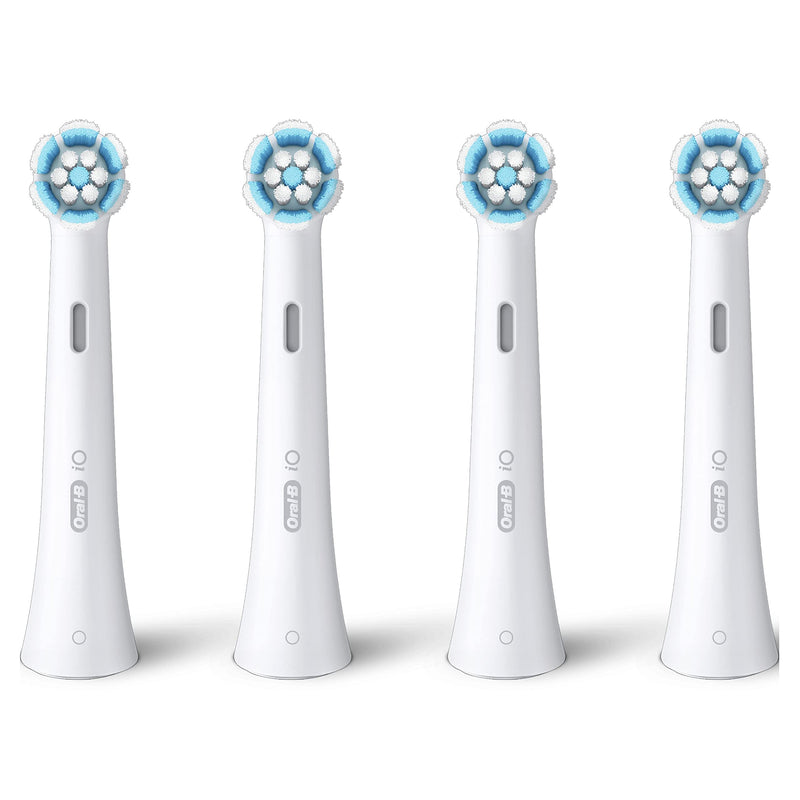 Oral-B iO Gentle Care Electric Toothbrush Head, Twisted & Angled Bristles for Deeper Plaque Removal, Pack of 4 Toothbrush Heads, Suitable for Mailbox, White Pink 4 Count (Pack of 1)