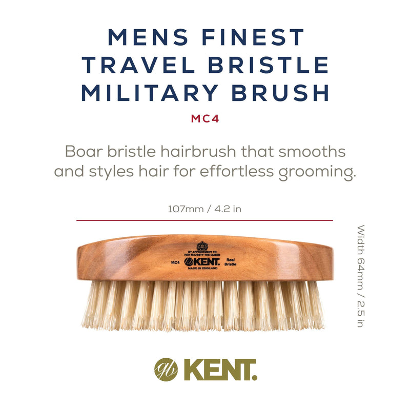 [Australia] - Kent MC4 Men's Hair and Beard Brush Kit: Exfoliating Natural Boar Bristle Hair Brush, Cherrywood Base with Firm Bristles for Coarse Hair Types - LPC3 Brush Cleaner - Premium Grooming Set MC4. 