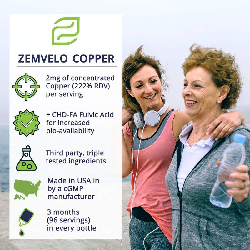 [Australia] - Liquid Ionic Chelated Copper | Natural Elixir for Healthy Connective Tissue | Healthy Hair, Skin, Nails & Collagen | Healthy Iron Levels | Mood Balance | 96 Day Supply 