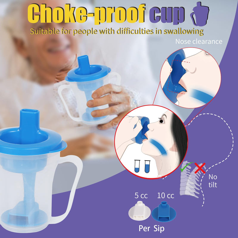 [Australia] - Dysphagia Regulating Drinking Cup for Swallowing and Disorders People,Dispenses 5cc or 10cc of Liquid Each Time,No Thickener is Used.Helps to Prevent Choking Blue 