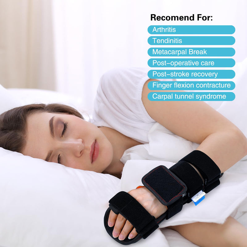 [Australia] - Stroke Resting Hand Splint & Wrist Brace Support Bundle - Prevent Flexion Contractures, Night Immobilizer Wrist Finger Brace with Finger Separator for Stroke Recovery, Arthritis, Tendinitis Left Medium 