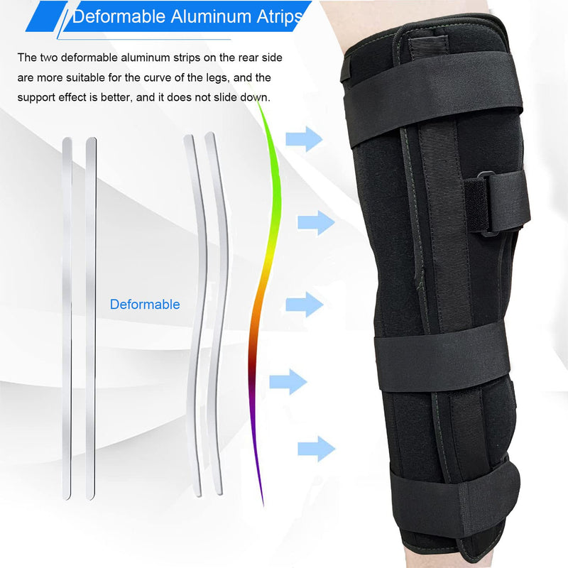 [Australia] - 3-Panel Knee Immobilizer Full Leg Support Brace, Aluminum alloy Straight Knee Splint - for Knee Pre-and Postoperative & Injury or Surgery Recovery (Update Size M) Update Medium 