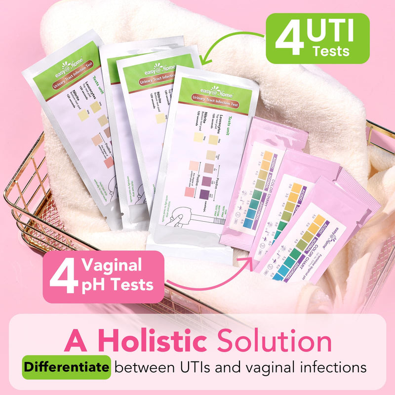 [Australia] - Easy@Home Vaginal pH + UTI Test Strips: Yeast Infection | BV Testing Kit for Women, Urinary Tract Infection and Vaginal pH Balance Test Strip Kits, 4 Urine Tests | 4 Vaginal pH Feminine Health Test 